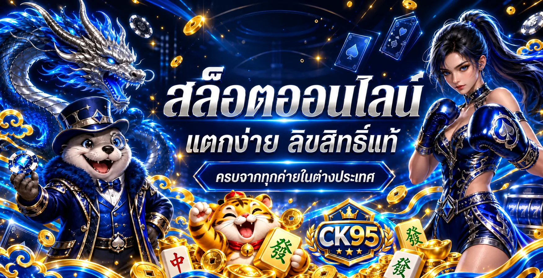 CK95 สล็อตทุกค่ายพร้อมตัวละครเกมโทนน้ำเงินทอง