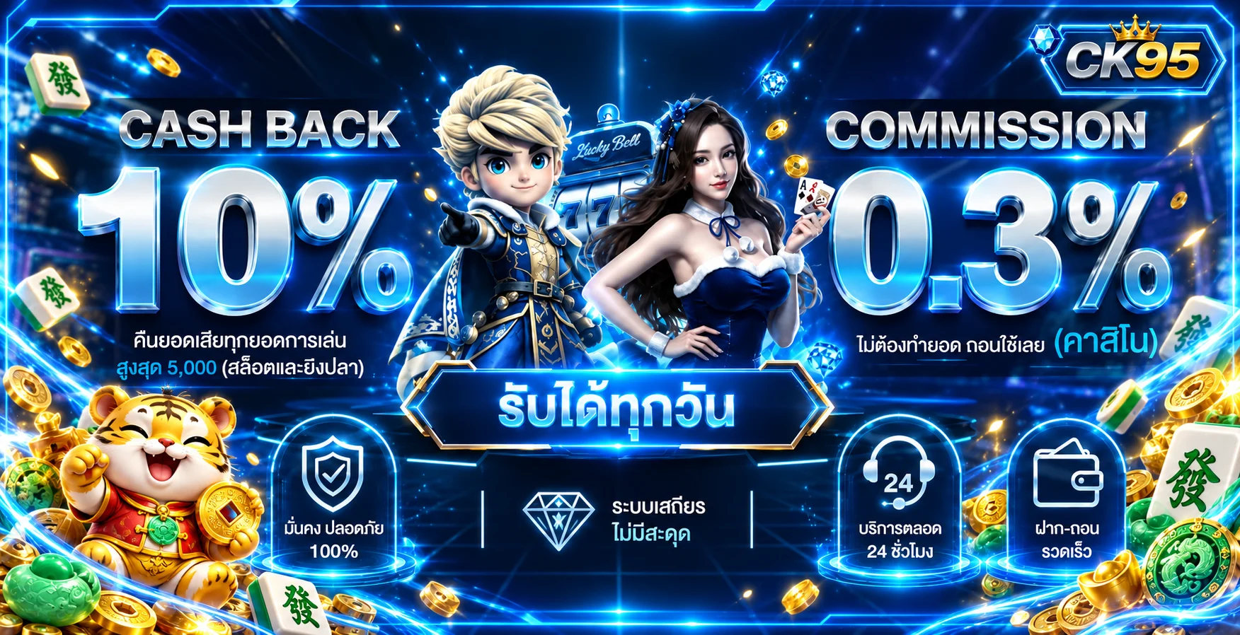 CK95 บาคาร่าออนไลน์พร้อมโบนัสและระบบโต๊ะสด
